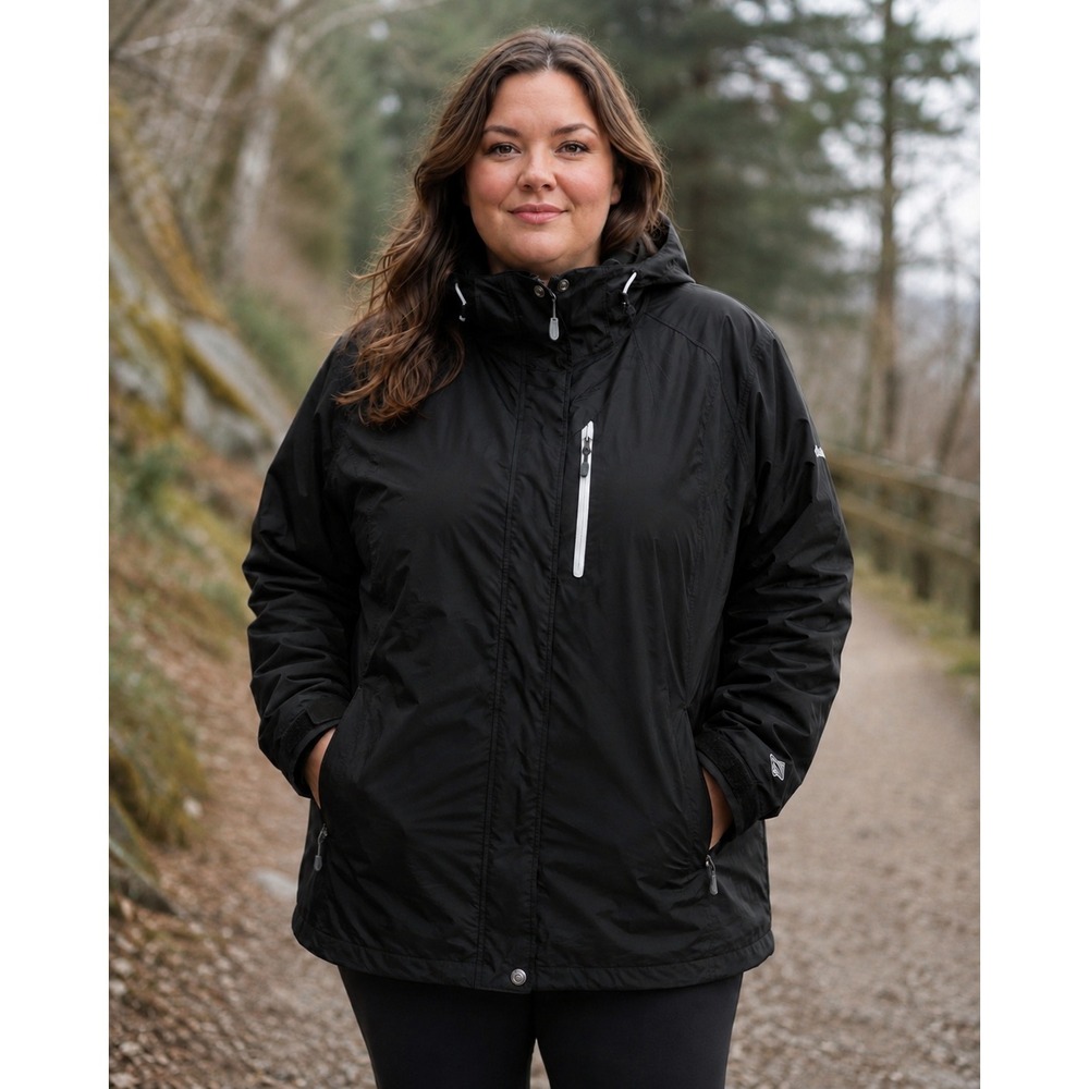 Columbia Omni-Tech Interchange Jacket Size 1X Black Waterproof Gorpcore Hooded